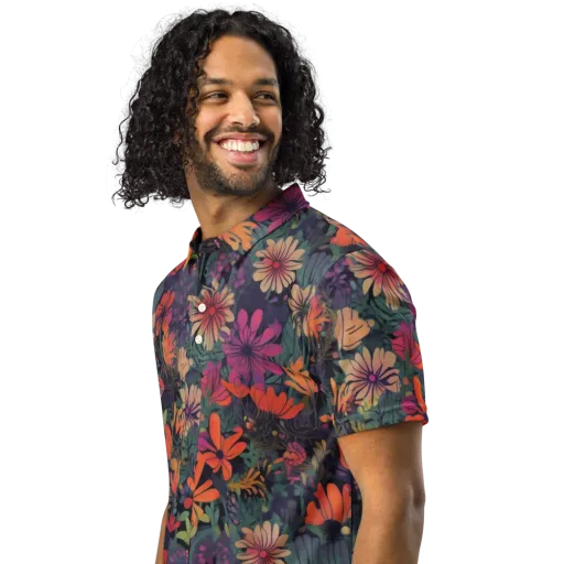 Velvet Flora on a Men's Slim Fit Polo Shirt