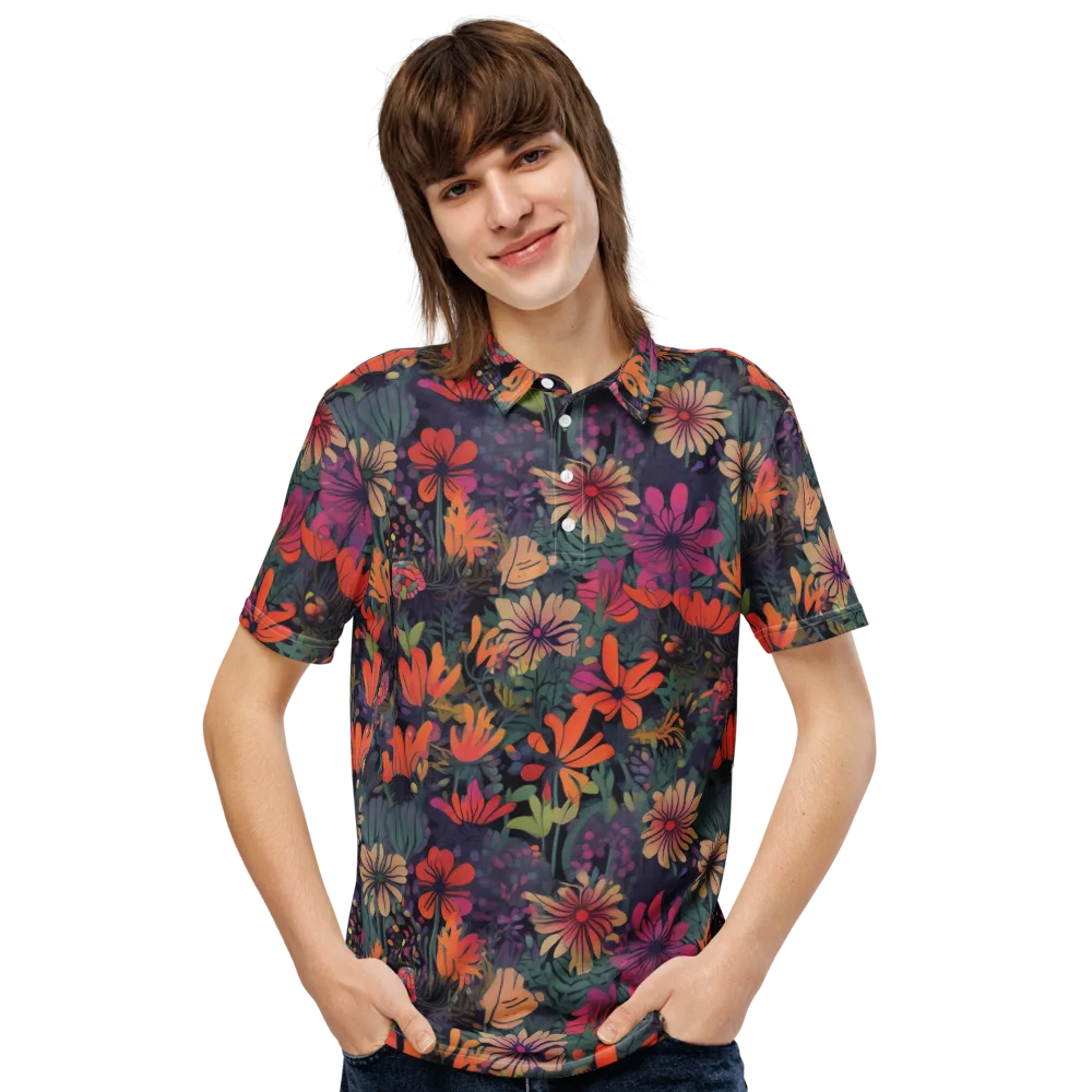 Velvet Flora on Men's Slim Fit Polo Shirt — Front