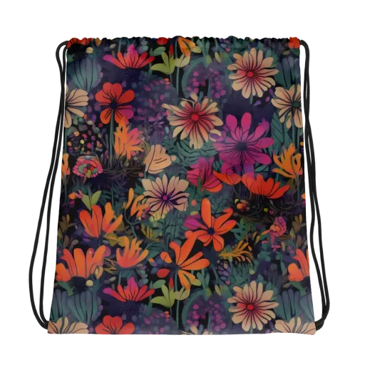 Velvet Flora on a Drawstring Bag
