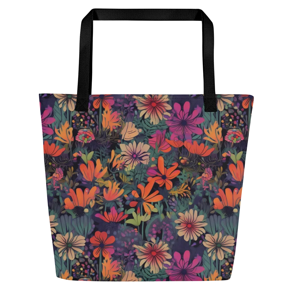 Velvet Flora on Large Tote Bag W/ Pocket — Front