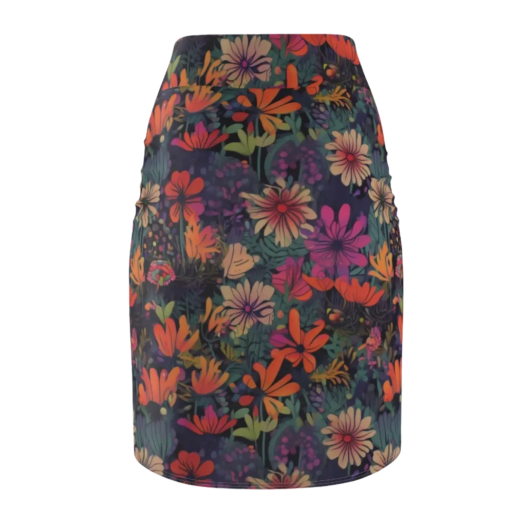 Velvet Flora on Pencil Skirt — Back