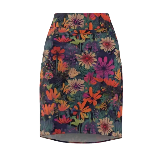 Velvet Flora on a Pencil Skirt