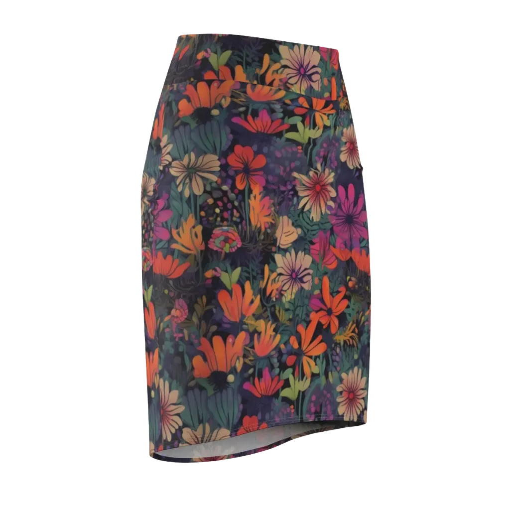 Velvet Flora on Pencil Skirt — Front Side