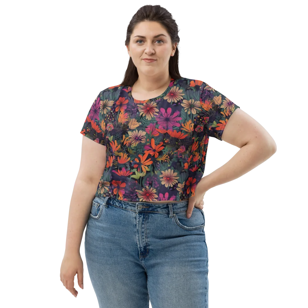 Velvet Flora on Crop Tee — Front
