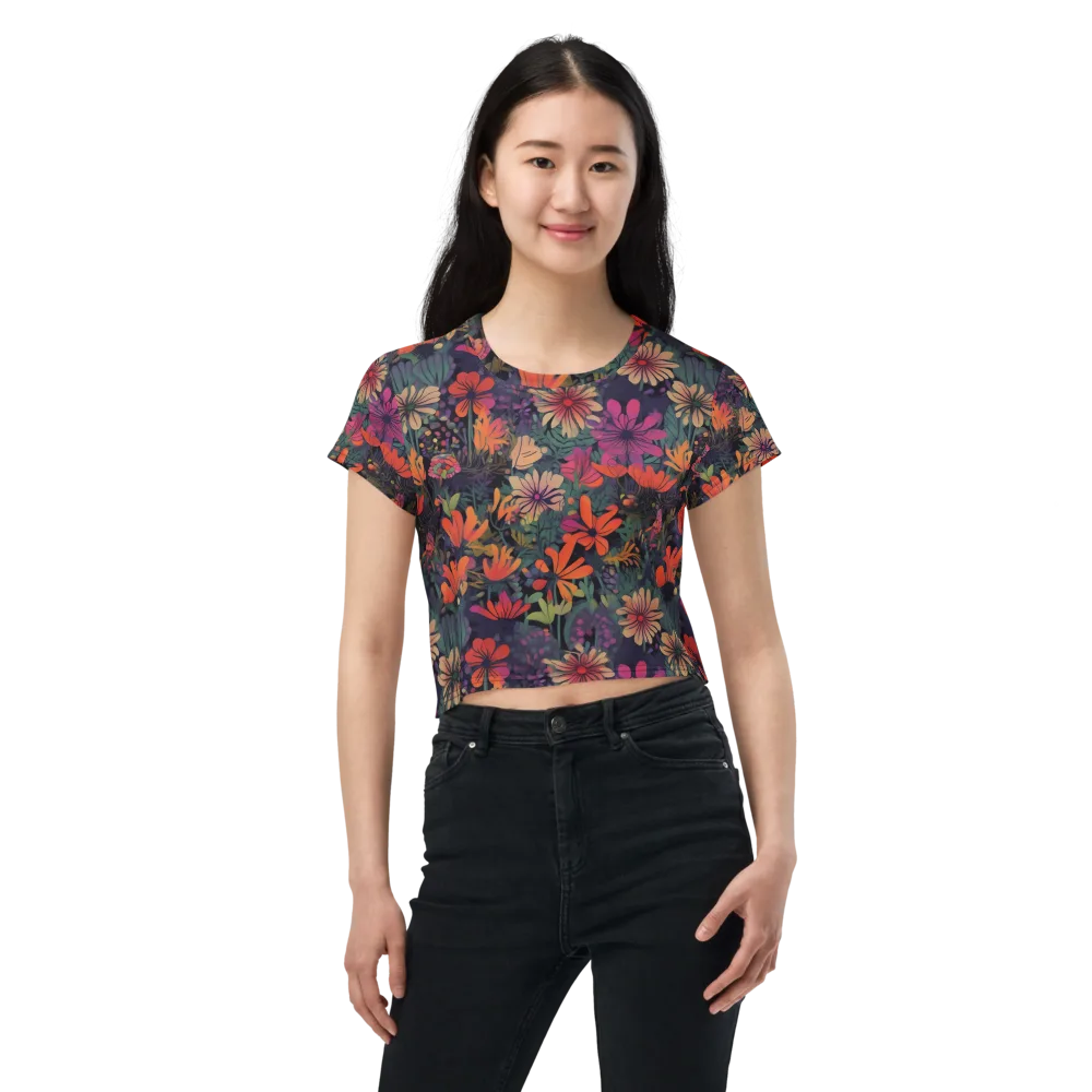Velvet Flora on Crop Tee — Front