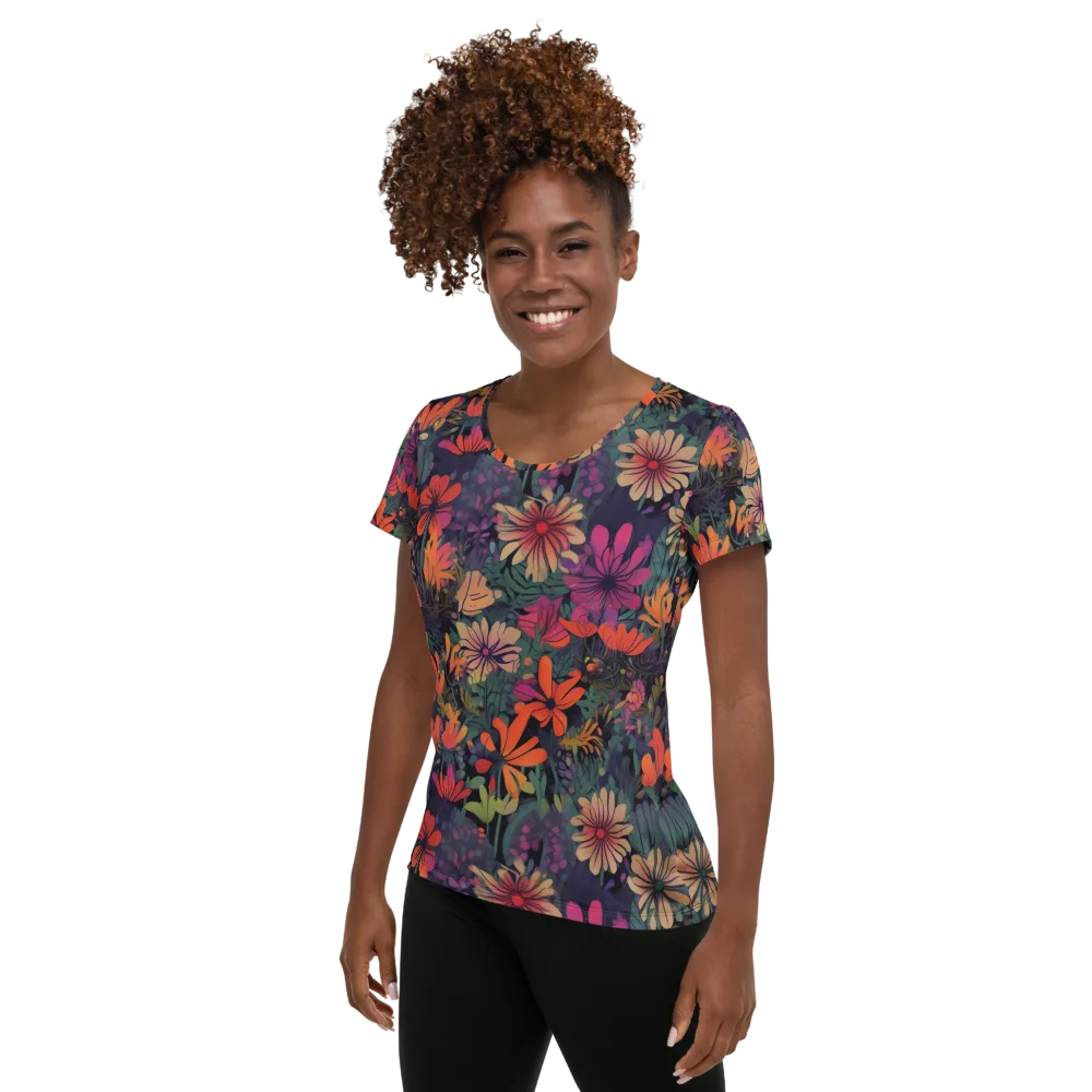 Velvet Flora on Women's Athletic T-Shirt — Left