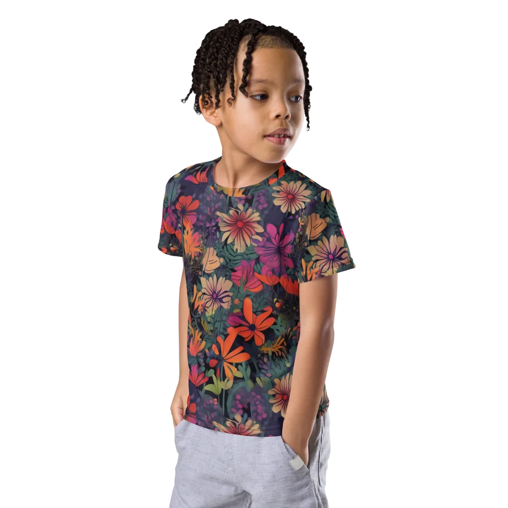 Velvet Flora on Kids Crew Neck T-Shirt — Left Front