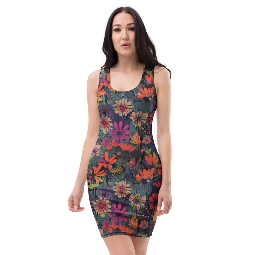 Velvet Flora on Bodycon Dress — Front