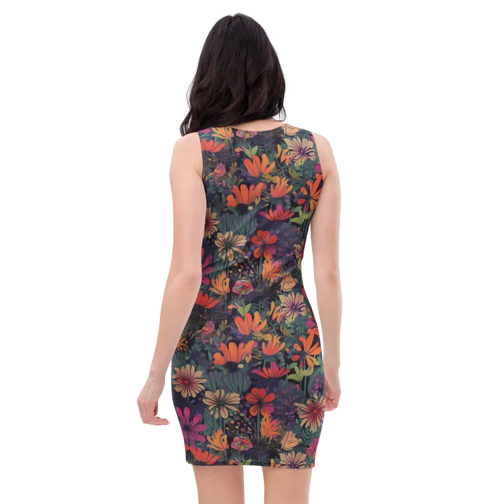 Velvet Flora on Bodycon Dress — Back