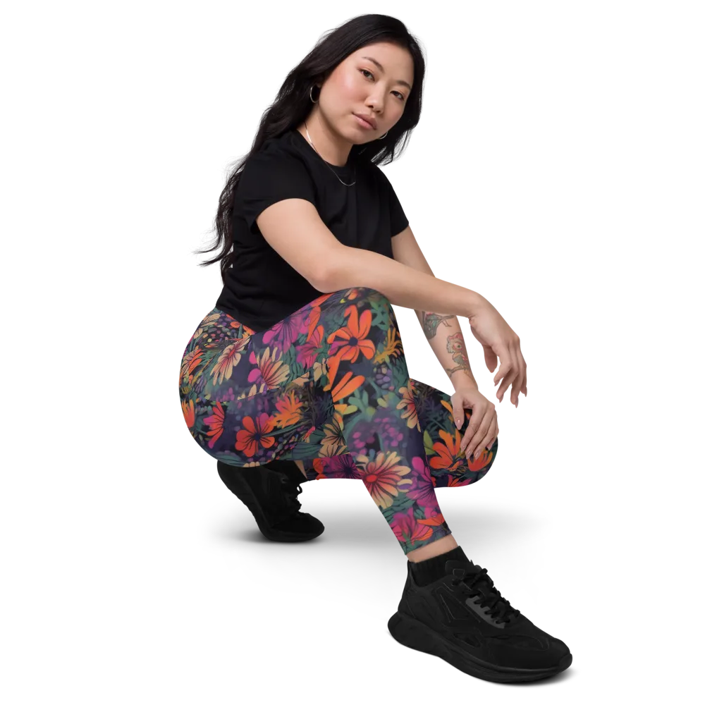 Velvet Flora on Leggings with Pockets — Right Front