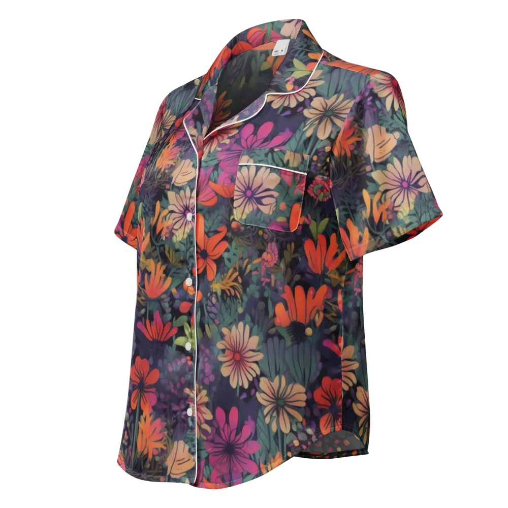 Velvet Flora on Women's Short Sleeve Pajama Top — Left Front