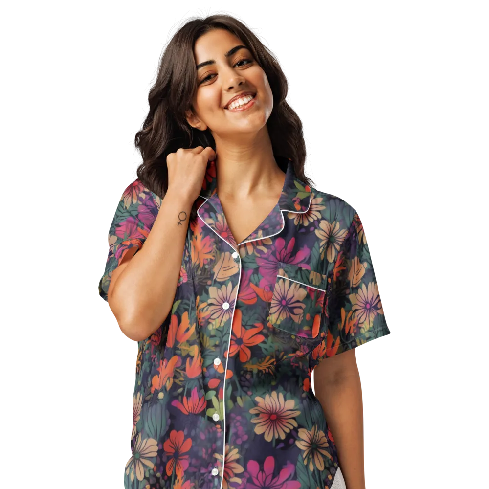 Velvet Flora on Women's Short Sleeve Pajama Top — Front