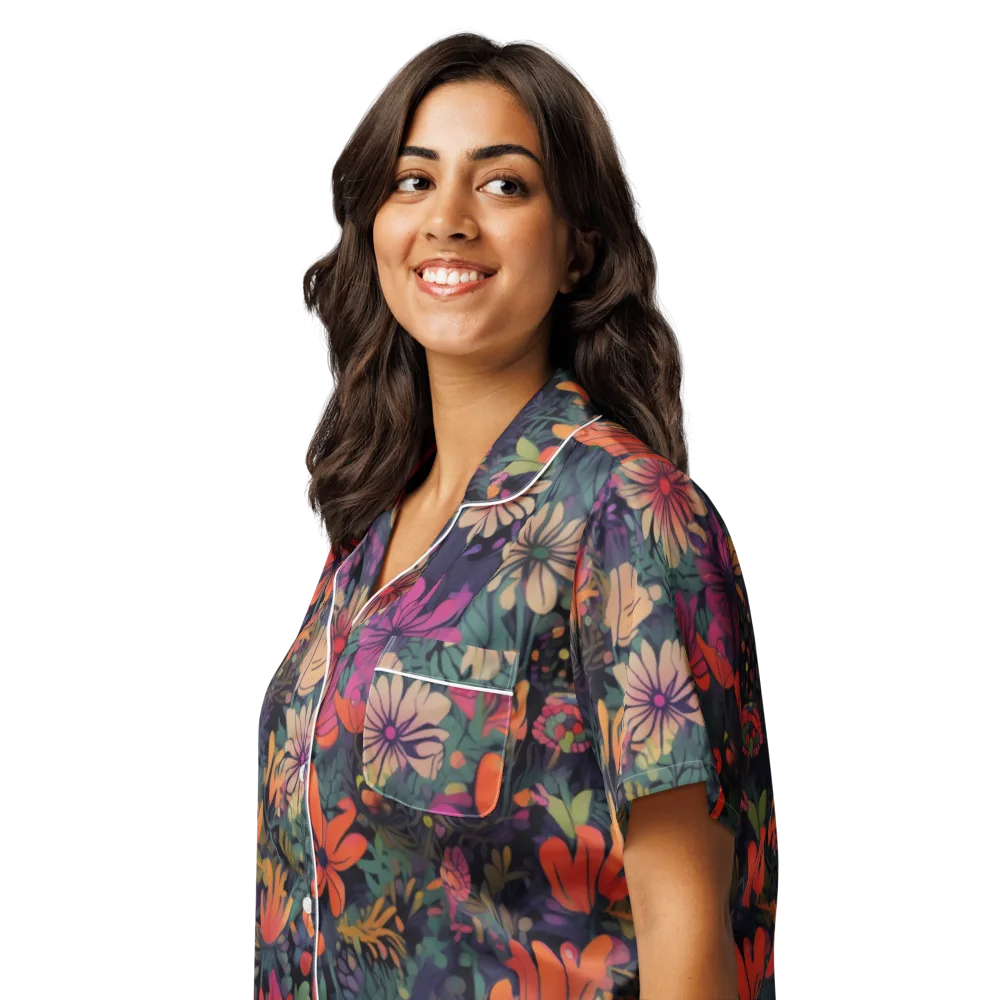 Velvet Flora on Women's Short Sleeve Pajama Top — Left Front