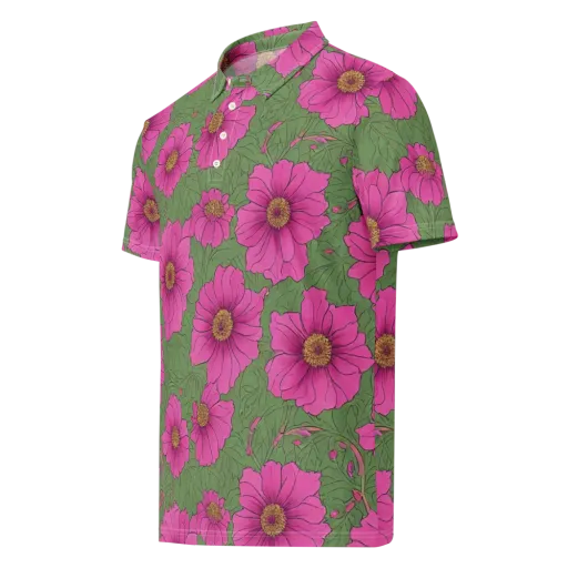 Fuchsia Garden on a Men's Slim Fit Polo Shirt