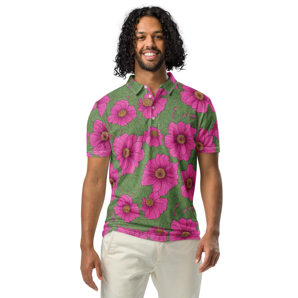 Fuchsia Garden on Men's Slim Fit Polo Shirt — Front