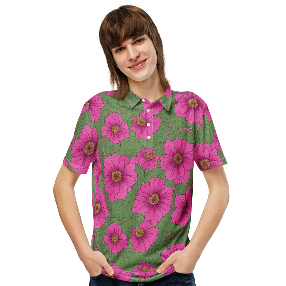 Fuchsia Garden on Men's Slim Fit Polo Shirt — Front