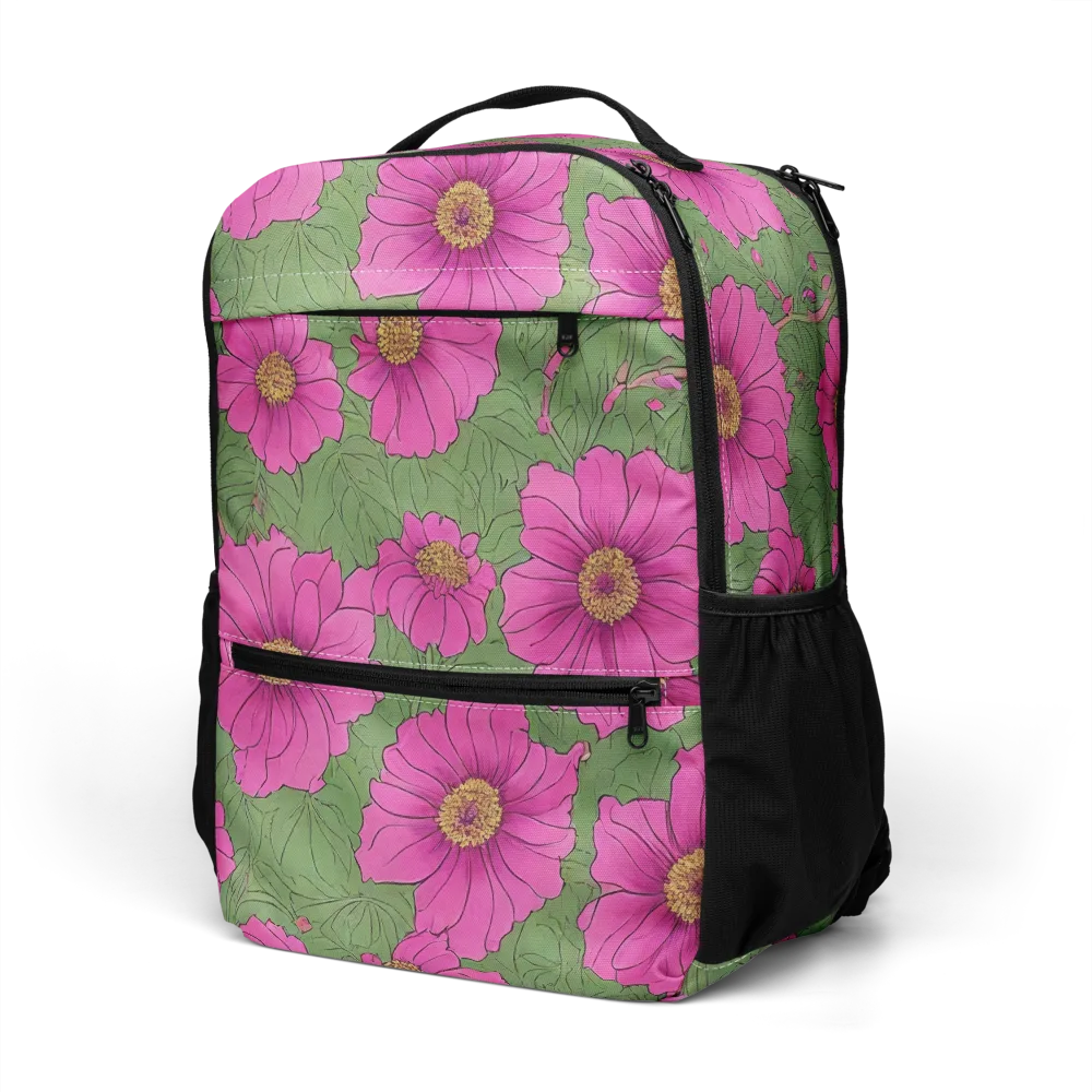 Fuchsia Garden on Utility Backpack — Left Front