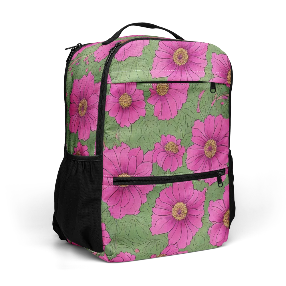 Fuchsia Garden on Utility Backpack — Right Front