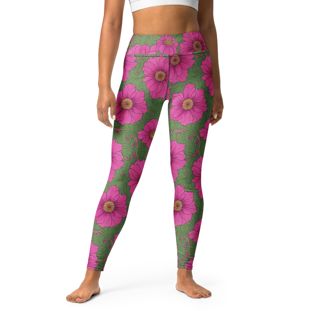 Fuchsia Garden on Yoga Leggings — Front