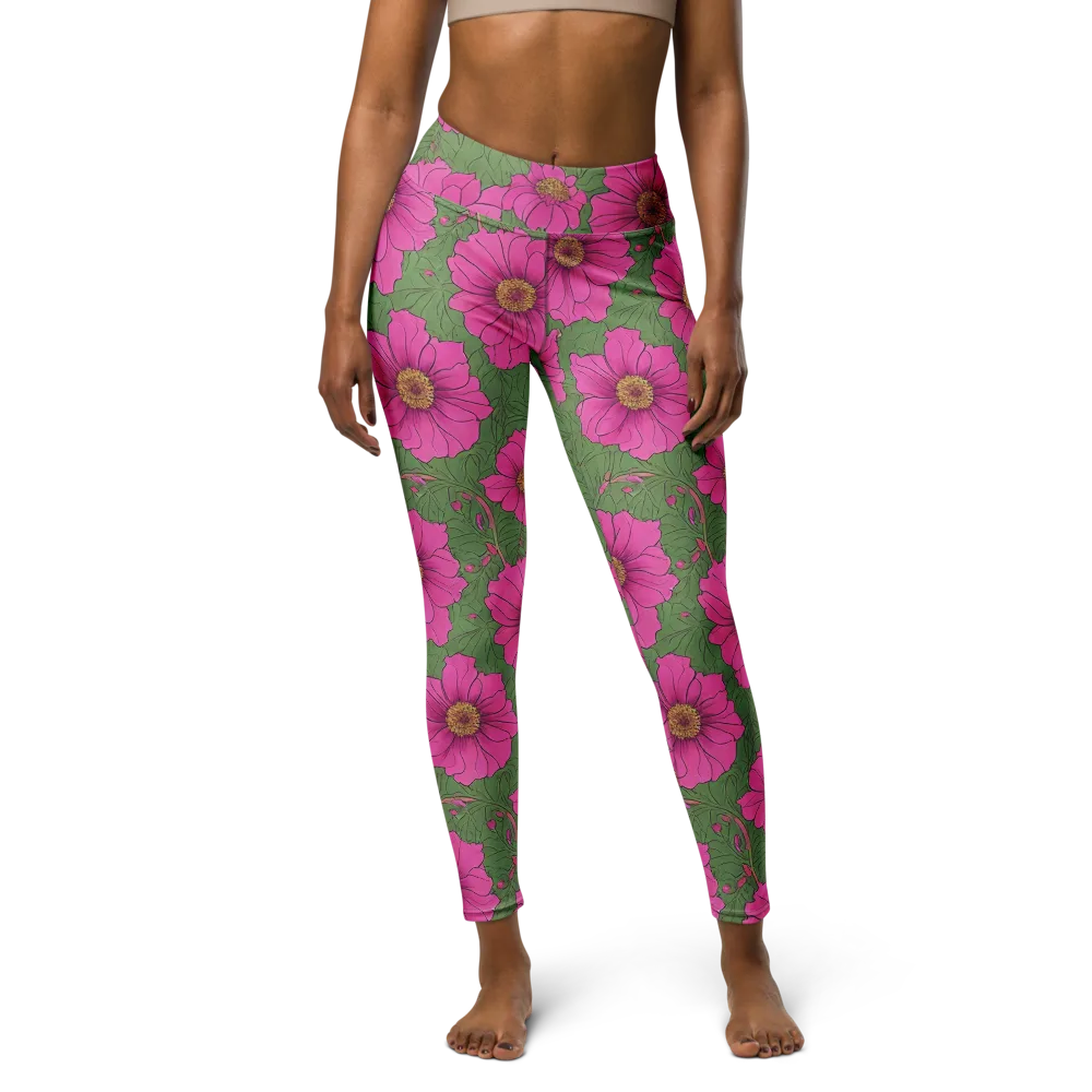 Fuchsia Garden on Yoga Leggings — Front