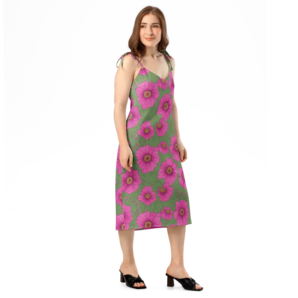 Fuchsia Garden on Slip Dress — Right Front