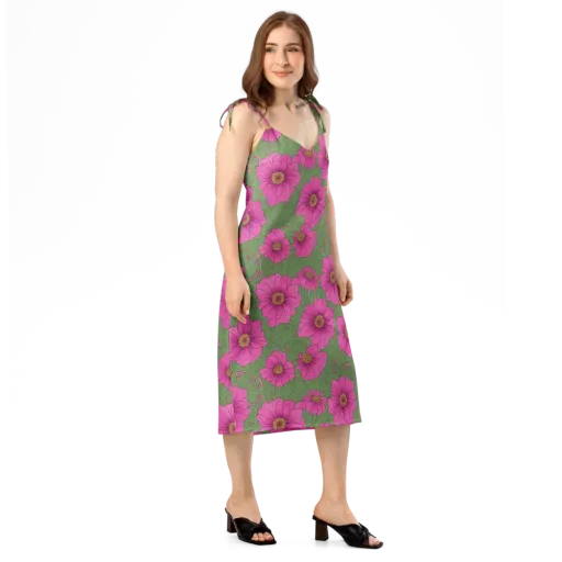 Fuchsia Garden on a Slip Dress