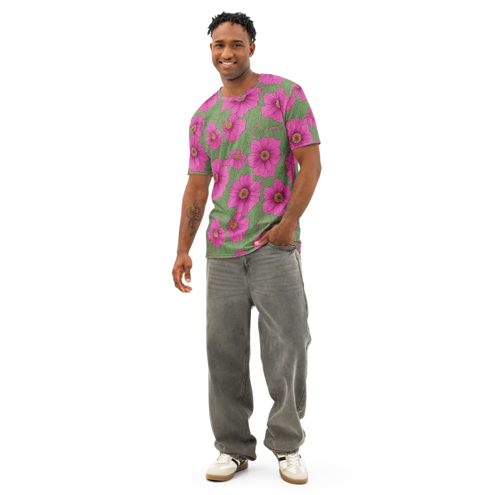 Fuchsia Garden on Men's Cotton Crew Neck T-Shirt — Front