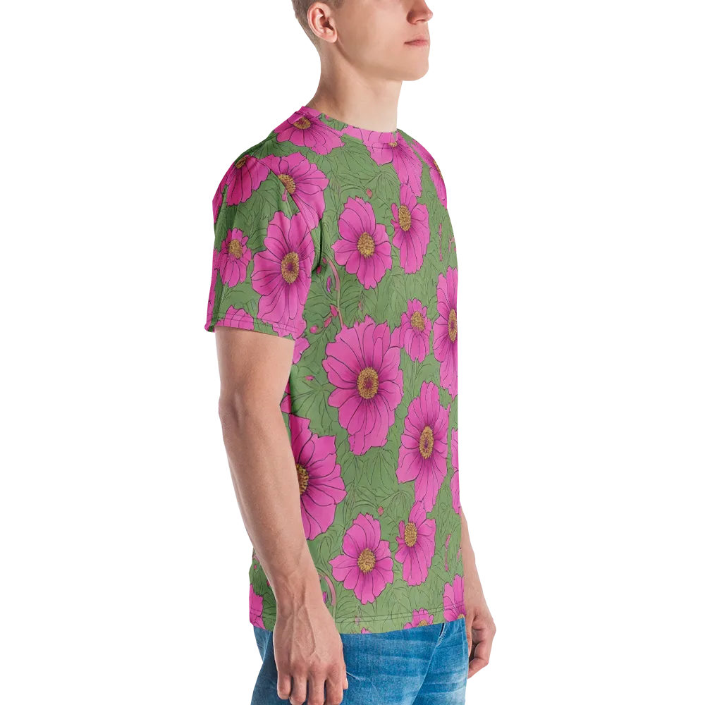 Fuchsia Garden on Men's Crew Neck T-Shirt — Right