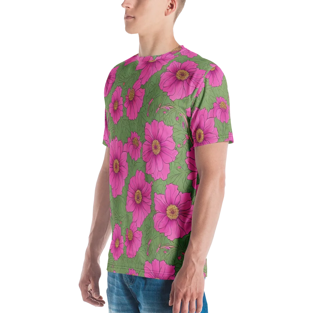 Fuchsia Garden on Men's Crew Neck T-Shirt — Left
