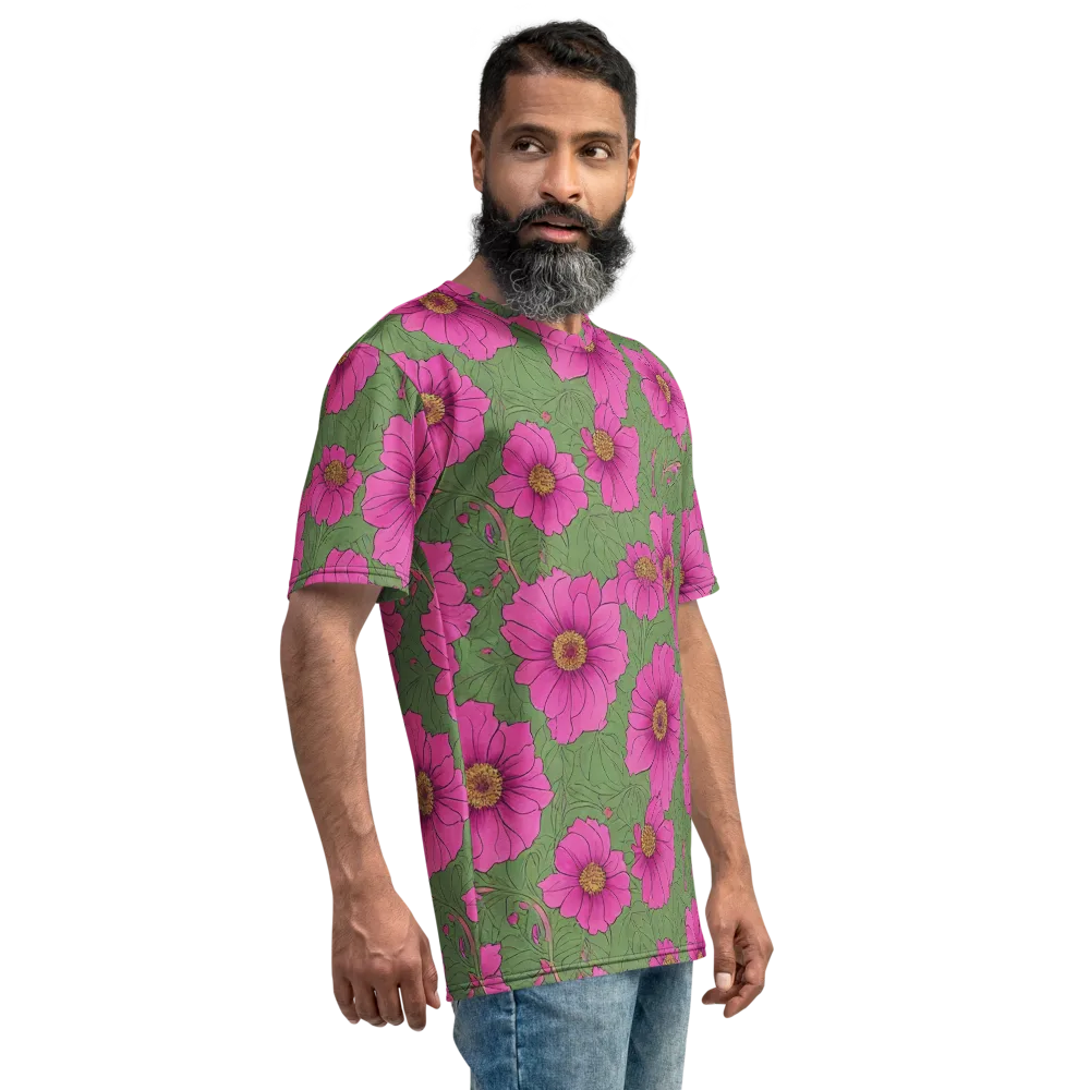 Fuchsia Garden on Men's Crew Neck T-Shirt — Right