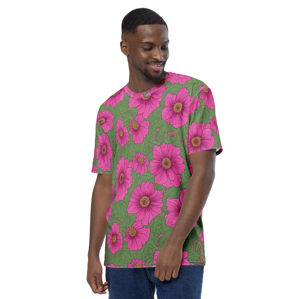 Fuchsia Garden on Men's Crew Neck T-Shirt — Left