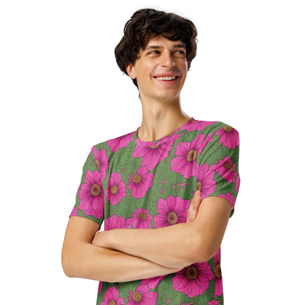 Fuchsia Garden on Men's Crew Neck T-Shirt — Left Front