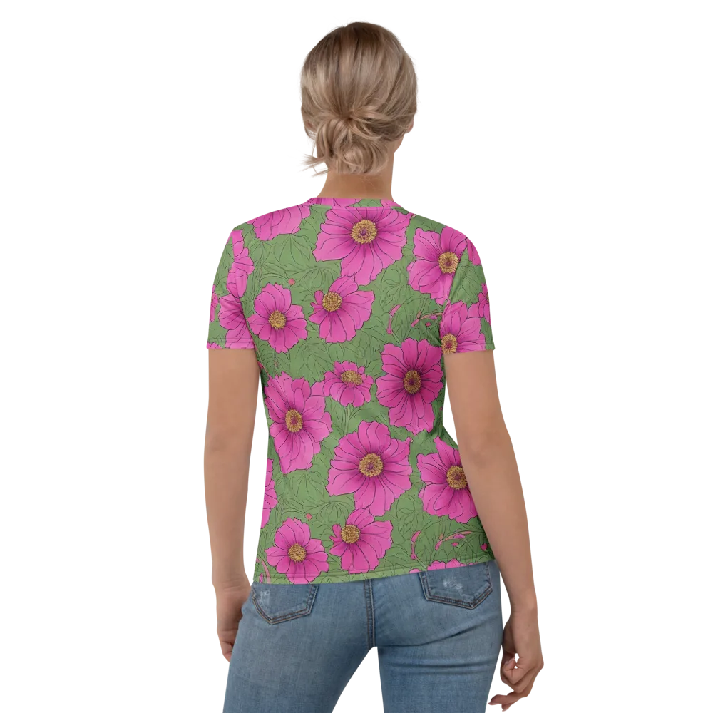 Fuchsia Garden on Women's Crew Neck T-Shirt — Back