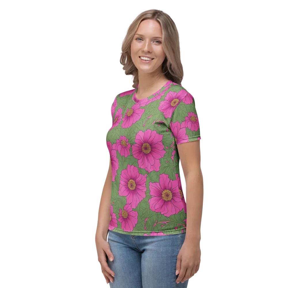 Fuchsia Garden on Women's Crew Neck T-Shirt — Left