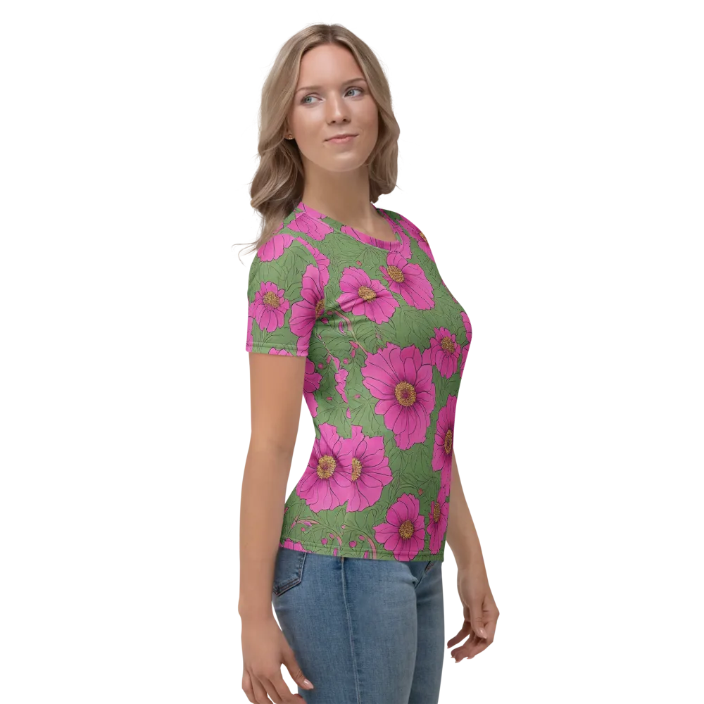 Fuchsia Garden on Women's Crew Neck T-Shirt — Right