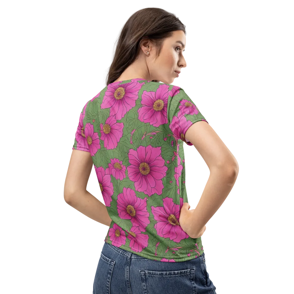 Fuchsia Garden on Women's Crew Neck T-Shirt — Back