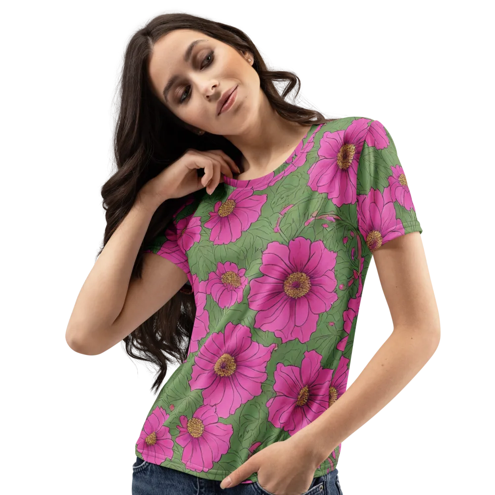 Fuchsia Garden on Women's Crew Neck T-Shirt — Left Front