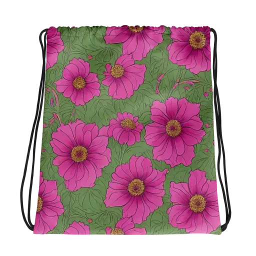 Fuchsia Garden on a Drawstring Bag