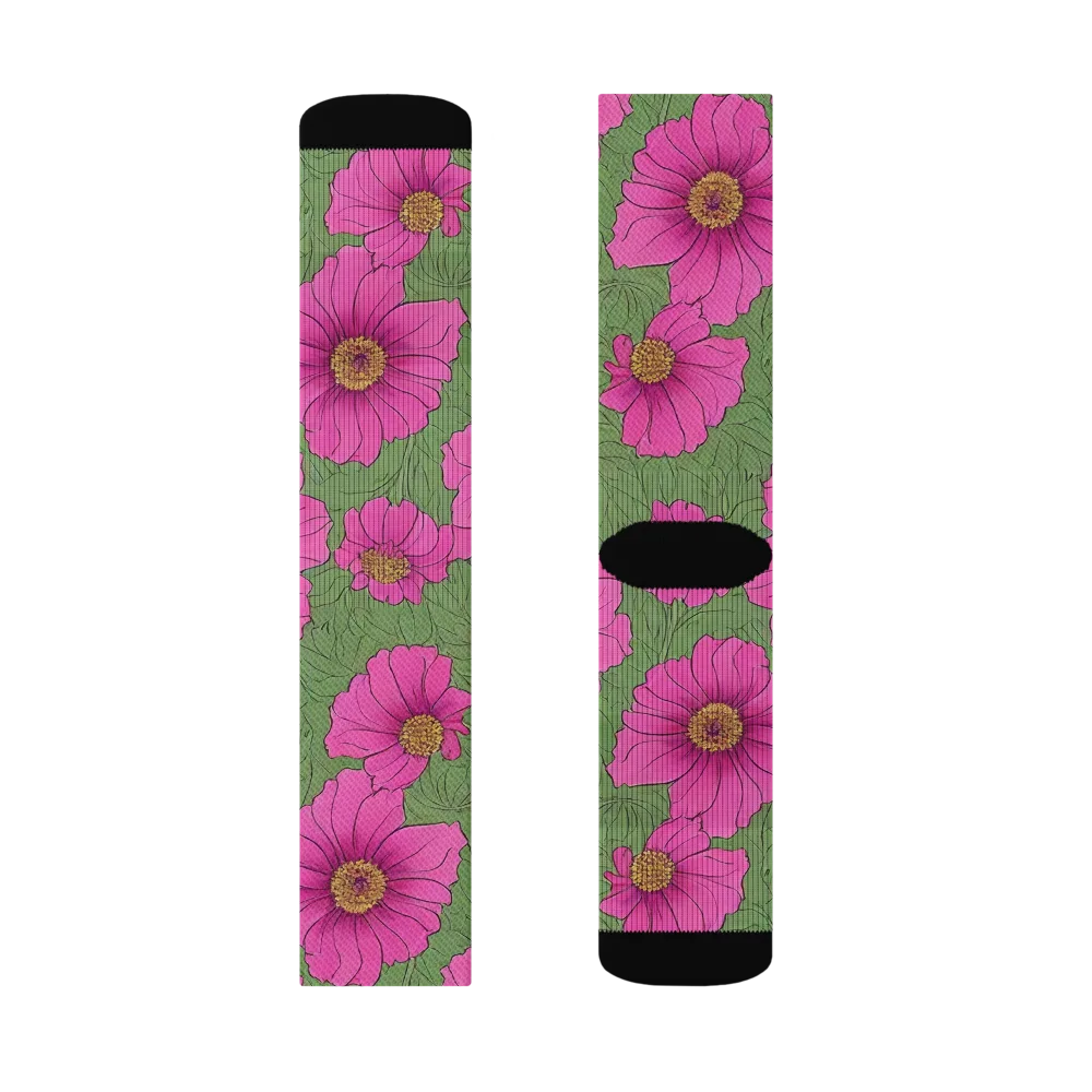 Fuchsia Garden on Socks — Right Sock