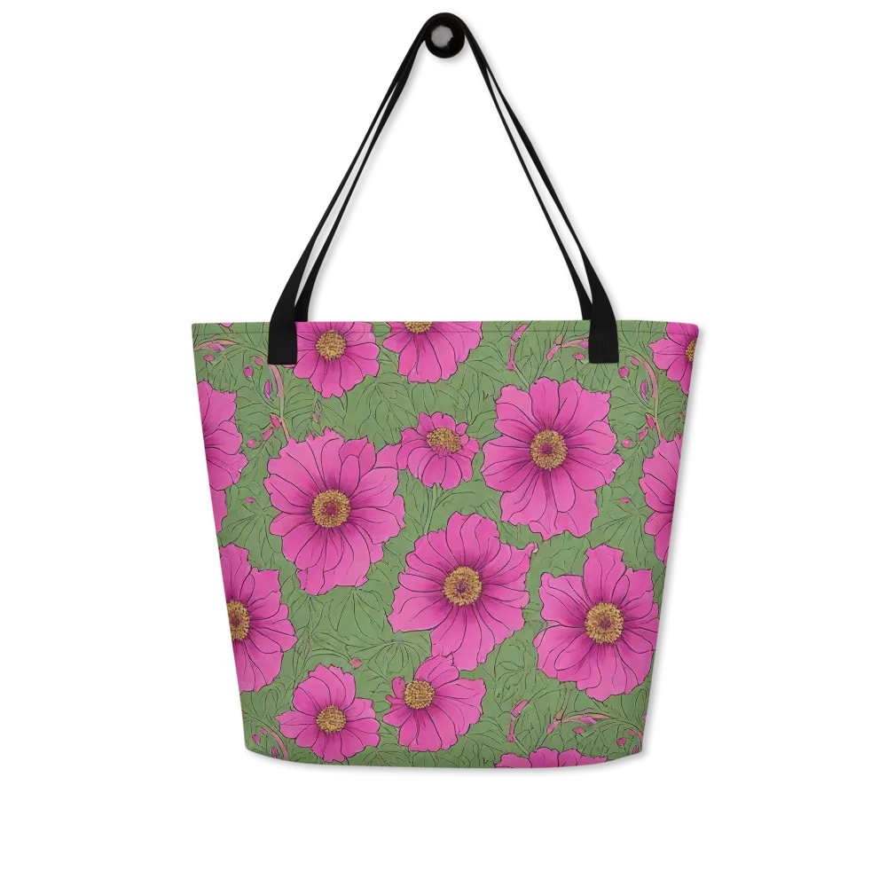 Fuchsia Garden on Large Tote Bag W/ Pocket — Front