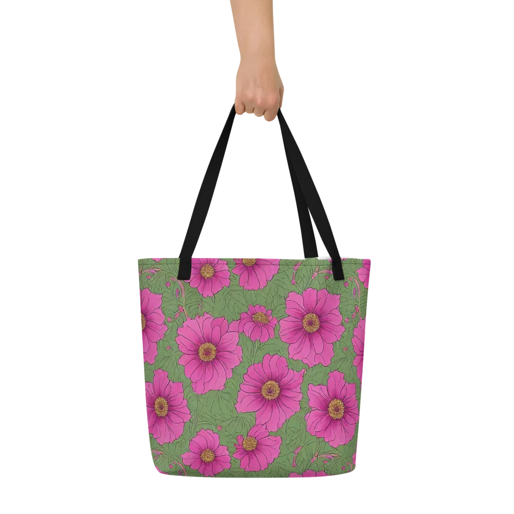 Fuchsia Garden on Large Tote Bag W/ Pocket — Front