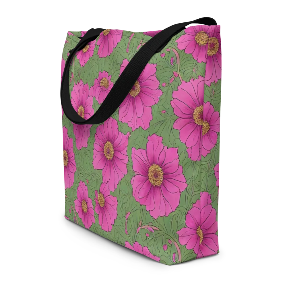Fuchsia Garden on Large Tote Bag W/ Pocket — Front