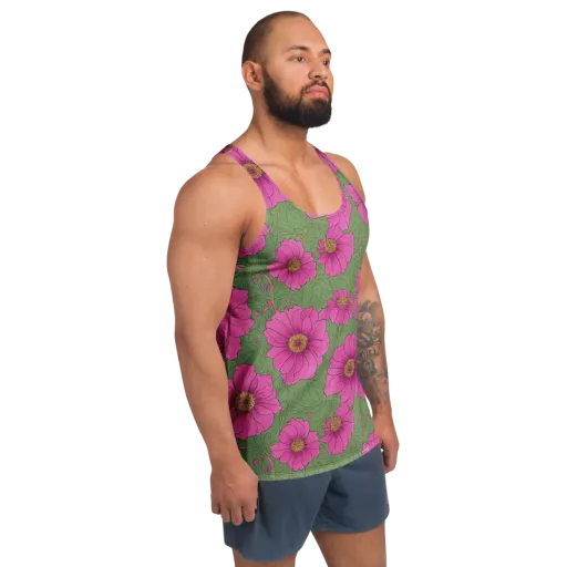 Fuchsia Garden on a Men's Tank Top