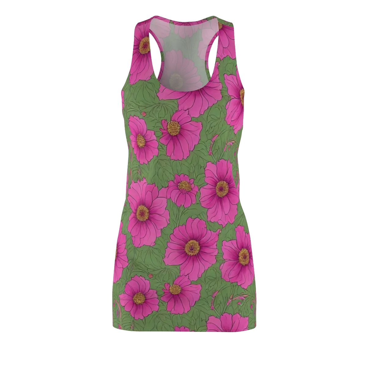 Fuchsia Garden on Racerback Dress — Front
