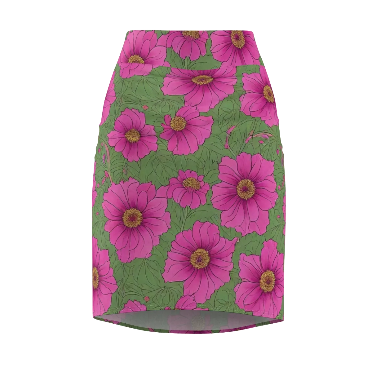 Fuchsia Garden on Pencil Skirt — Front