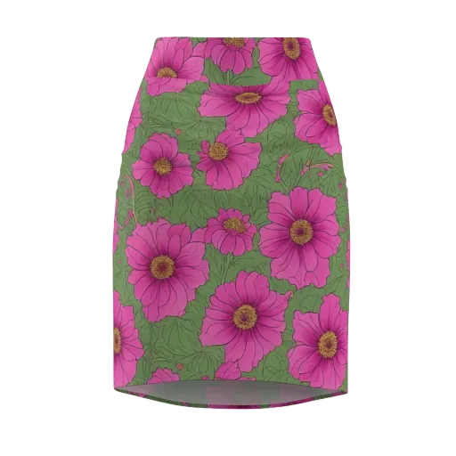 Fuchsia Garden on a Pencil Skirt
