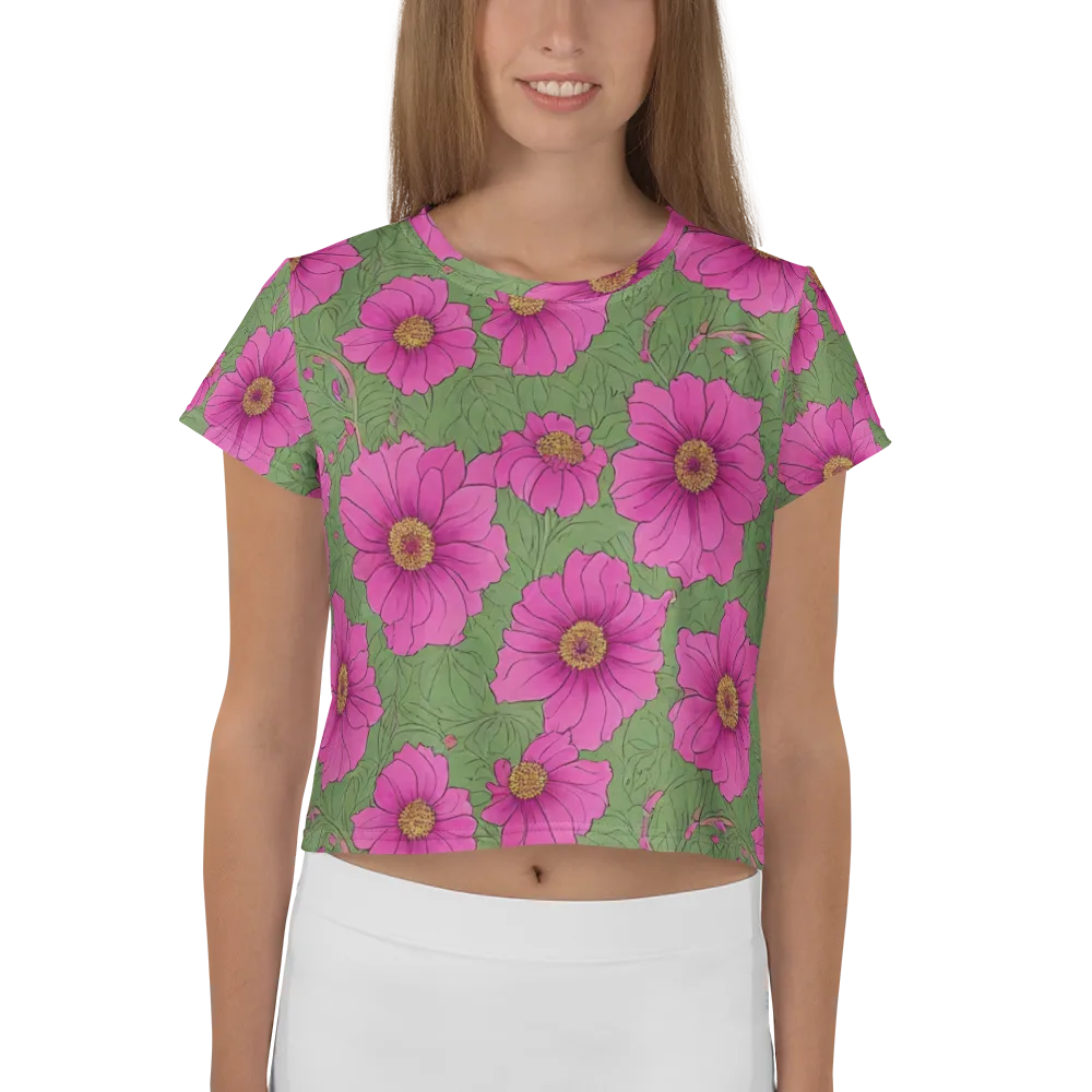Fuchsia Garden on Crop Tee — Front