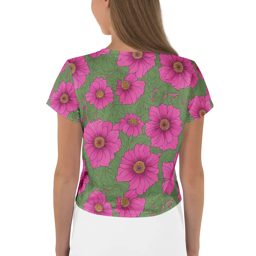 Fuchsia Garden on Crop Tee — Back