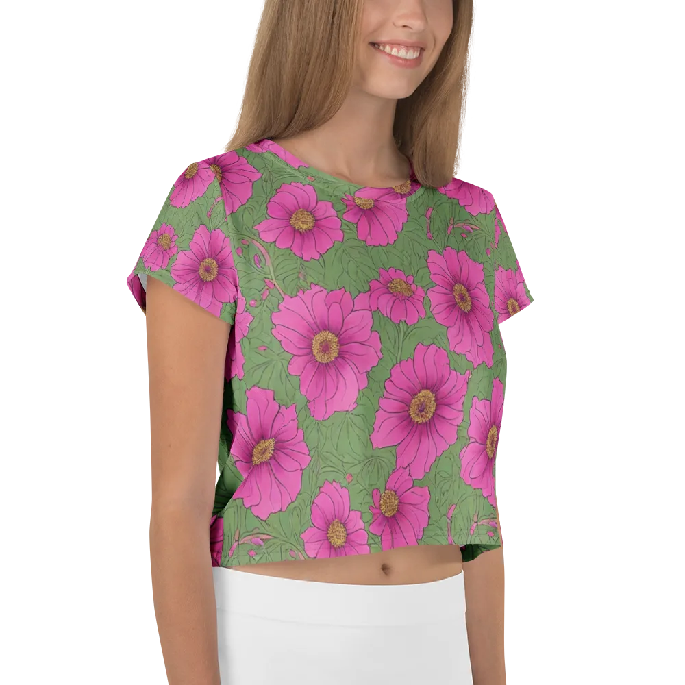 Fuchsia Garden on Crop Tee — Right