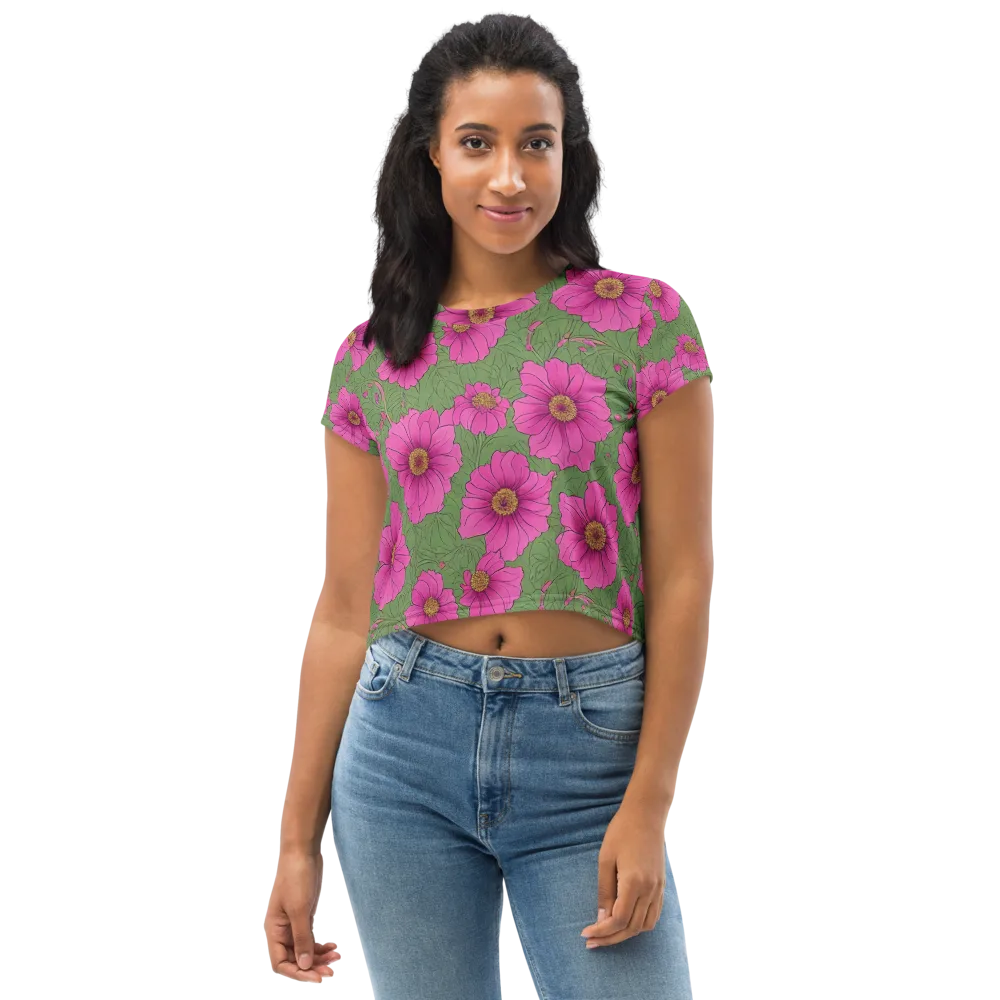 Fuchsia Garden on Crop Tee — Front